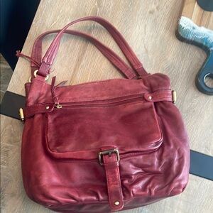 Tano Red Shoulder Bag with Slouchy Design